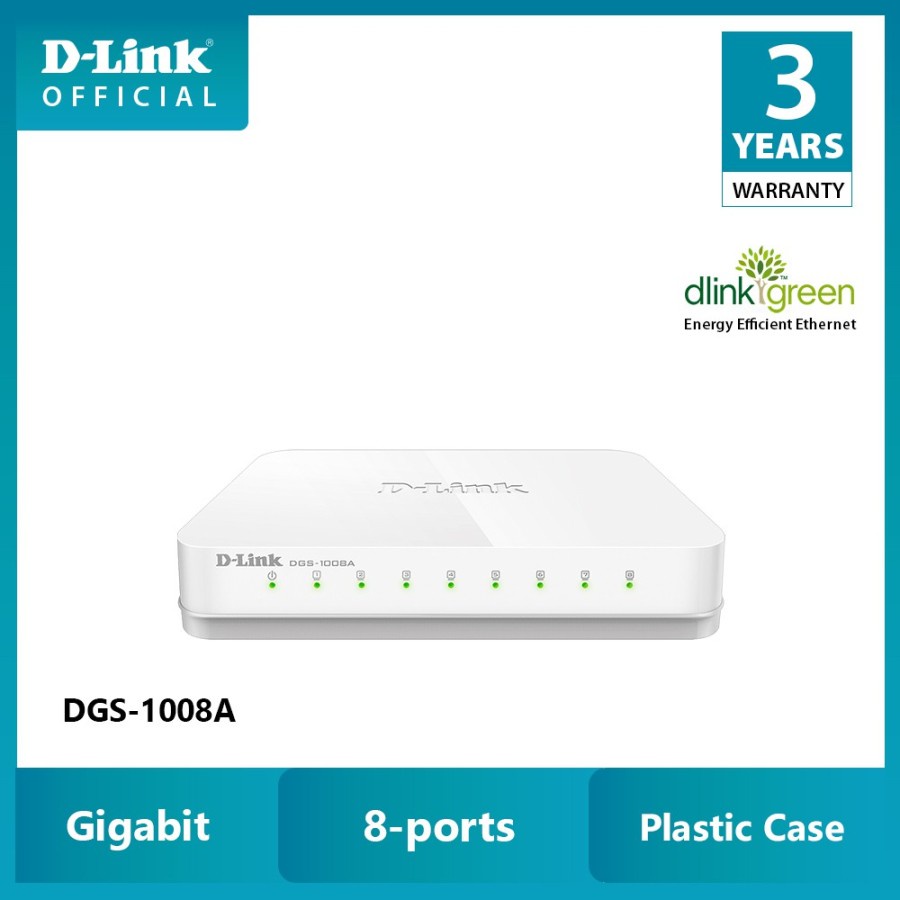 D-Link DGS-1008A 8-port 10/100/1000Mbps Gigabit Unmanaged Switch