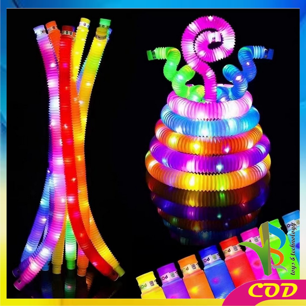 RB-M296 Mainan Anak Light Up Pop Pipes Led / Fidget Pop Tubes Sensory Toys / Maenan Kreasi Lampu Stick Selang Pipa Anak