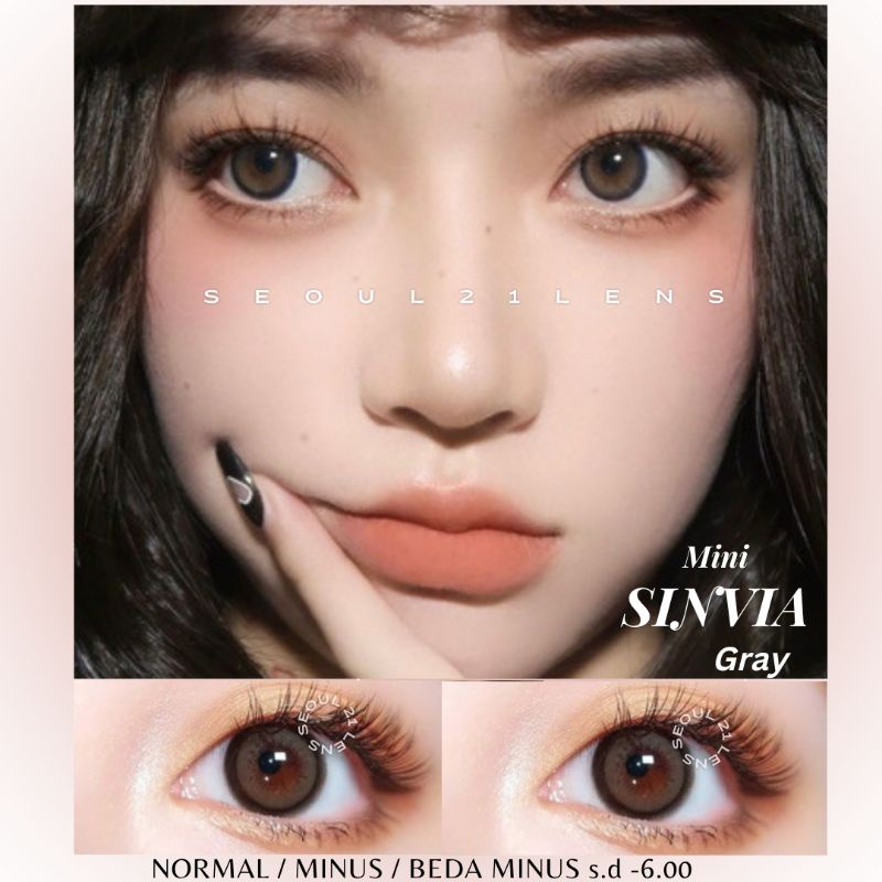 SOFTLENS MINI SINVIA KITTY KAWAII GRAY BROWN NORMAL MINUS