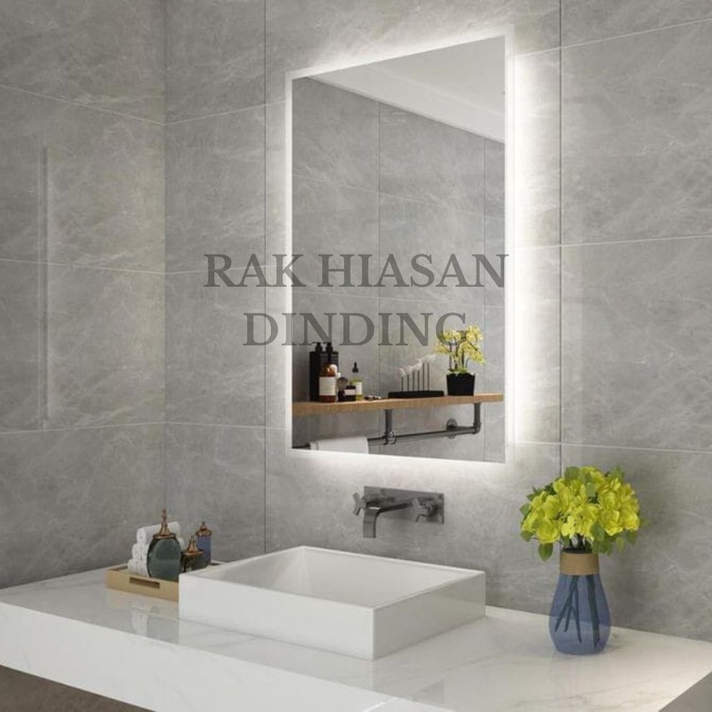 Cermin Kotak Cermin LED Cermin Kamar Mandi Aesthtetic Cermin Tempel Gantung