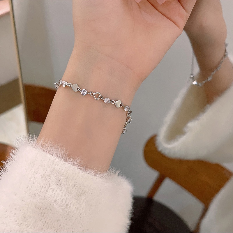 Gelang Zirkon Hati Mewah Perhiasan Tangan Fashion Wanita