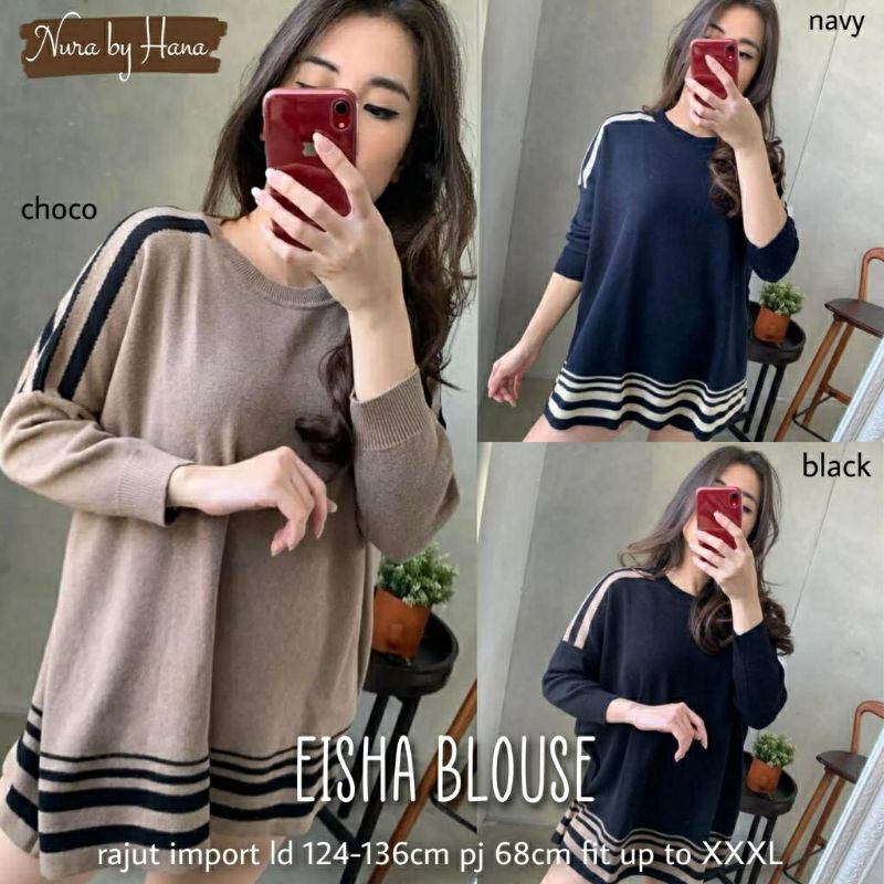 Eisha Blouse, BLOUSE RAJUT JUMBO CANTIK FIT XXXL LD 124-140 BAHAN RAJUT IMPORT TERMURAH OOTD