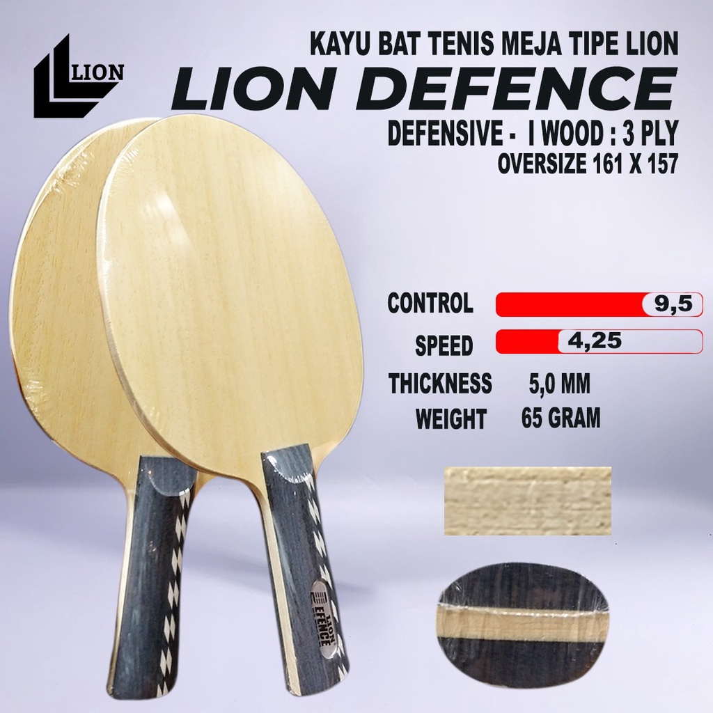 Kayu Bat Tenis Meja Pingpong Lion Defence Bat Bertahan