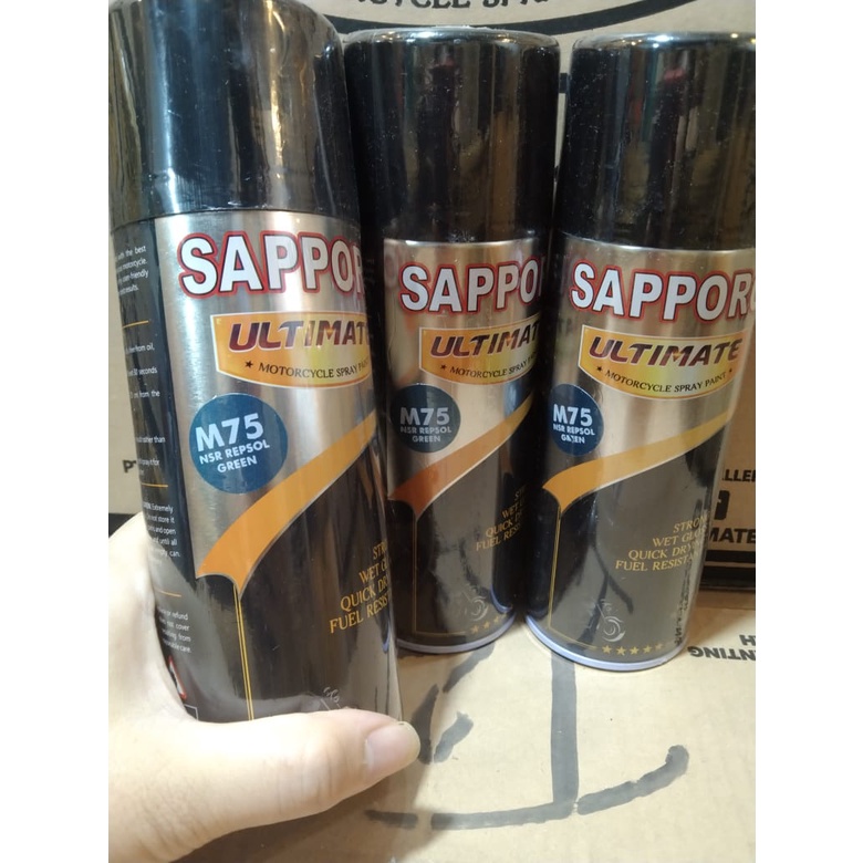 cat spray pilok pilox cat semprot sapporo ultimate saporo M75 NSR repsol green hijau repsol 400ml