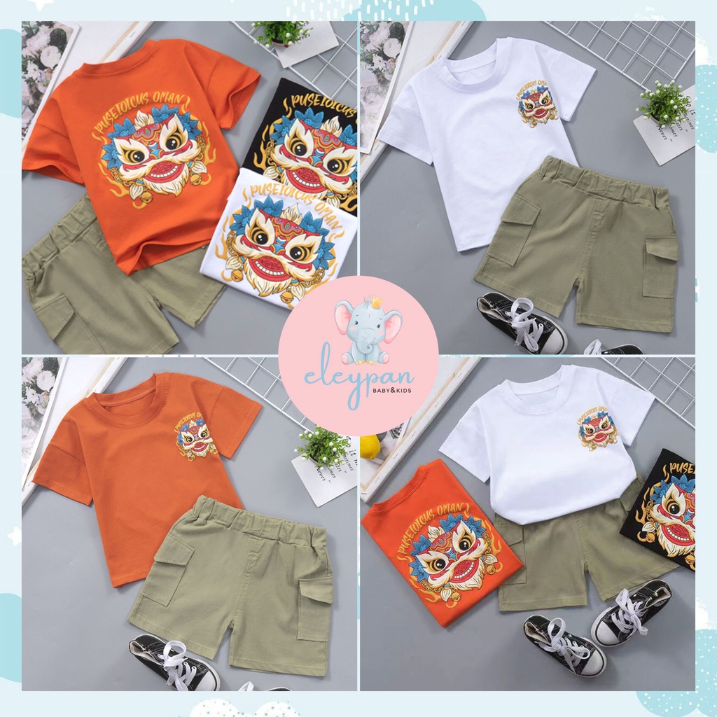 Setelan Anak Laki-Laki / Baju Motif Barongsai Cowok / Baju Singa Laki-Laki