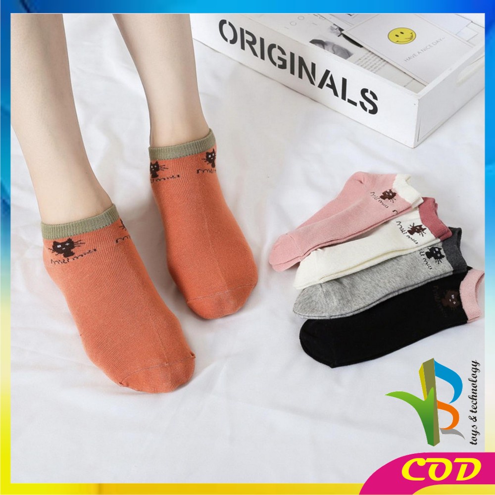 RB-P119 Kaos Kaki Semata Kaki Wanita Motif Kucing Cat Ankle Socks / Kaos Kaki Lucu Wanita / Kaos Kaki Fashion Korea / Kaos Kaki Wanita Dewasa