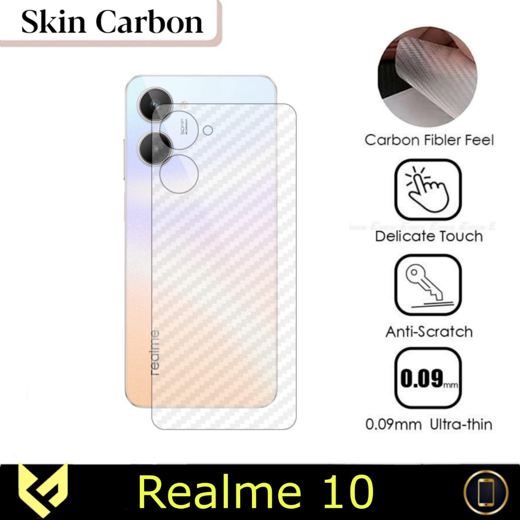 Promo Garskin Carbon REALME 10 / REALME 10 PRO 5G Anti Gores pelindung body belakang handphone anti jamur