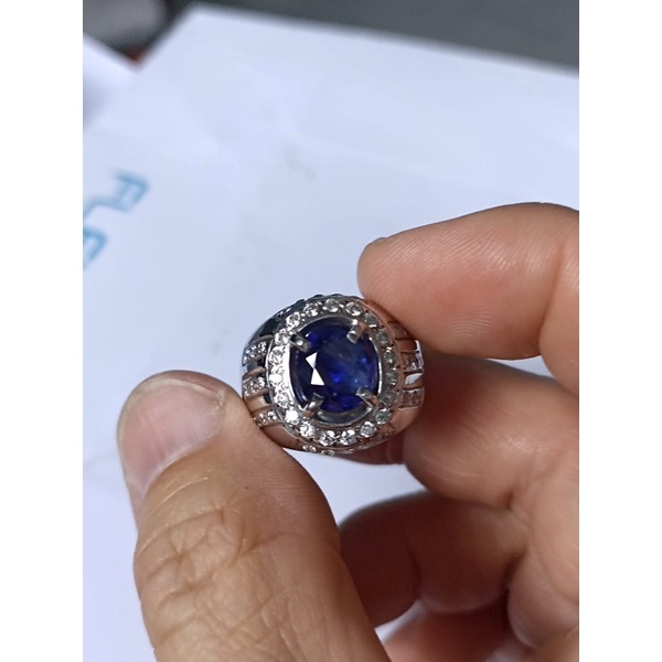 Cincin Batu Permata Natural Blue Sapphire H-a Ori