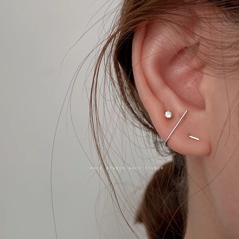 Papaozhu Chic s925 Perak Garis Geometris Memutar Stud Anting-Anting Untuk Wanita Perempuan Mengambil Gratis Pakaian Sehari-Hari Anting-Anting Hypoallergenic Telinga Perhiasan
