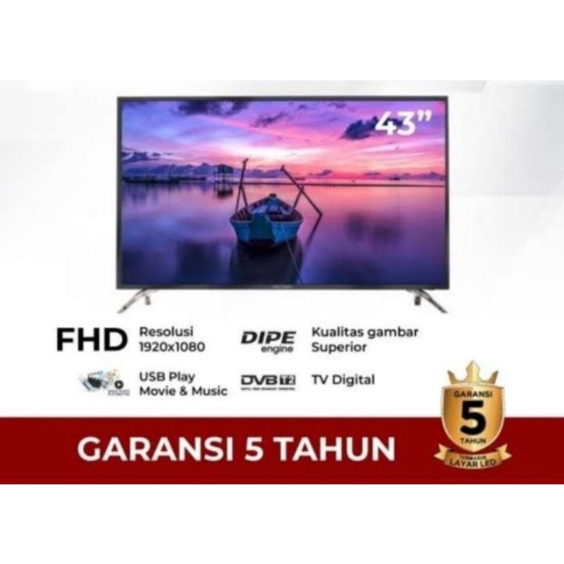 LEDTV POLYTRON 43INCH DIGITAL TV DVB-T2 43V UNTUK KOTA CIREBON
