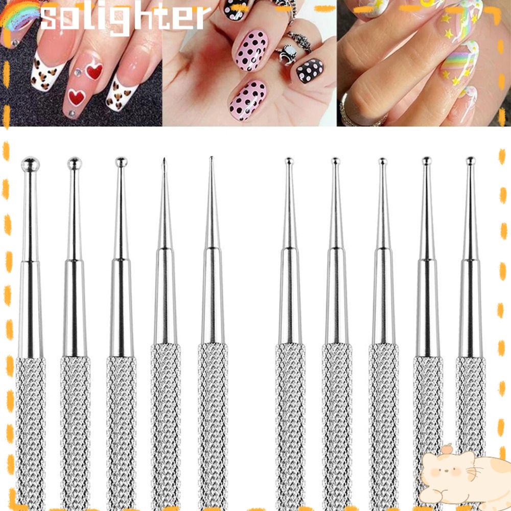 Solighter Nail Art Brush Manicure Alat Pena Fototerapi Berlian Imitasi Pena Bunga UV Gel Extension Pen