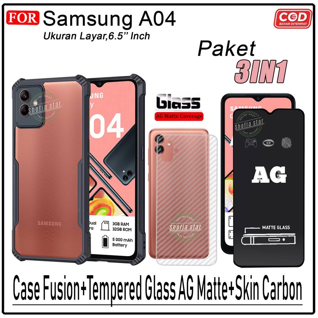 Promo 3in1 Case Samsung A04 A04s A04e A13 4G M12 A22 4G A52s A52 A23 5G A53 5G Softcase Fusion Shockproof Transparan Protect Casing