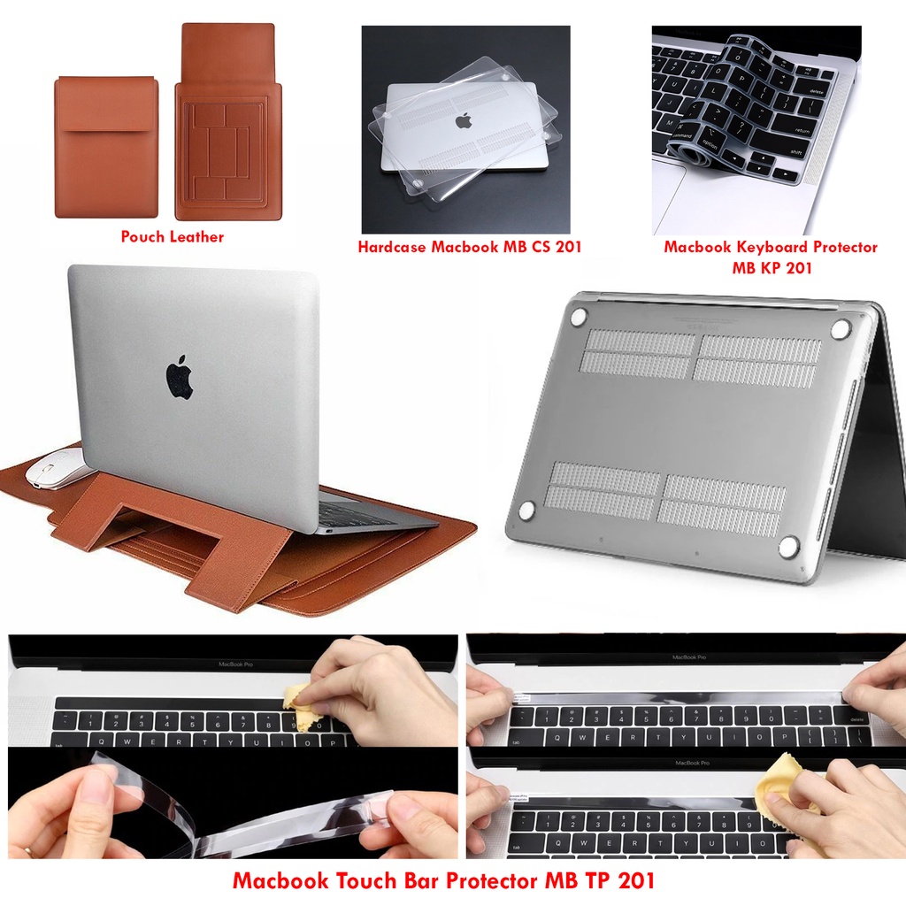 Perlengkapan Aksesoris Macbook Casing Hard Case Clear / Bening / Transparan | Keyboard Protector | Touch Bar Protector
