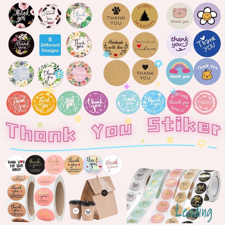 Jual 500pcs /1 roll Sticker Terima Kasih Stiker Thank You Kartu Ucapan ...