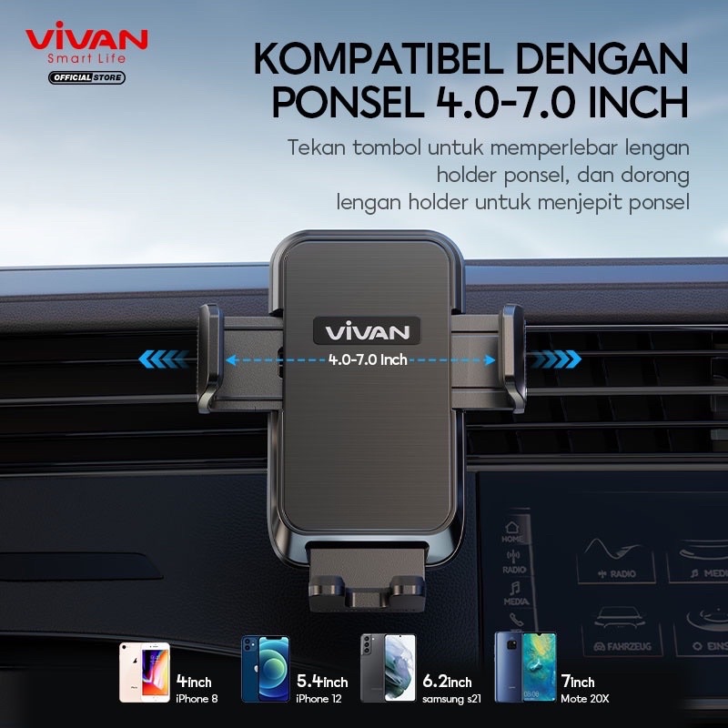 VIVAN CHS14 Car Holder Air Vent Suction Car Mount Mobile Phone Holder Mobil - Garansi 1 Tahun