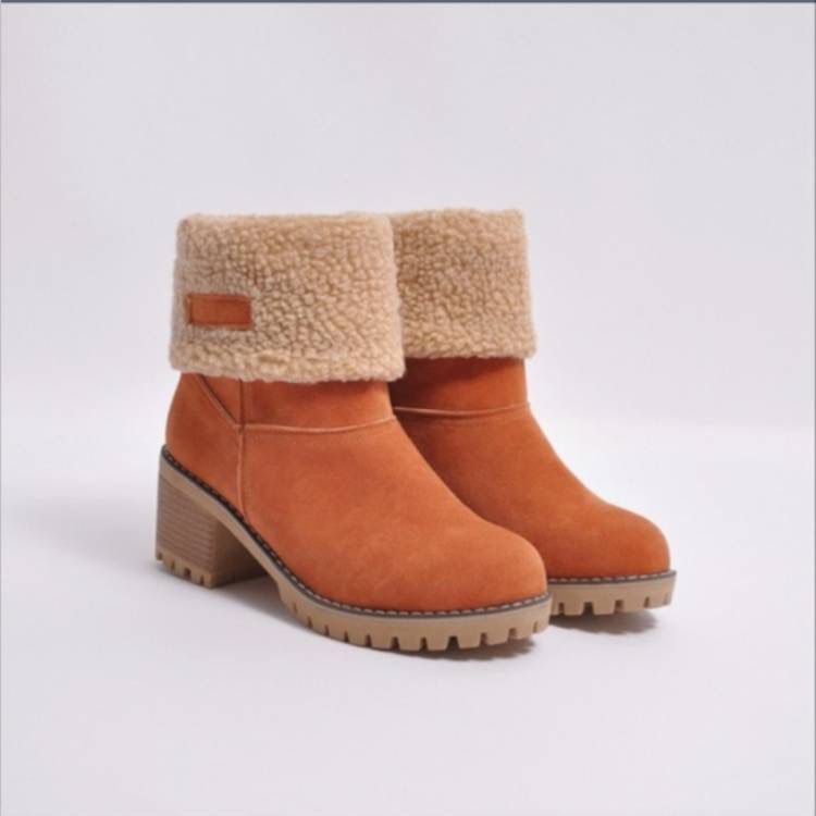 IMPORT WOMAN WINTER SUEDE WOOL FOLDABLE BOOTS THERMAL SEPATU WANITA WOL MUSIM DINGIN