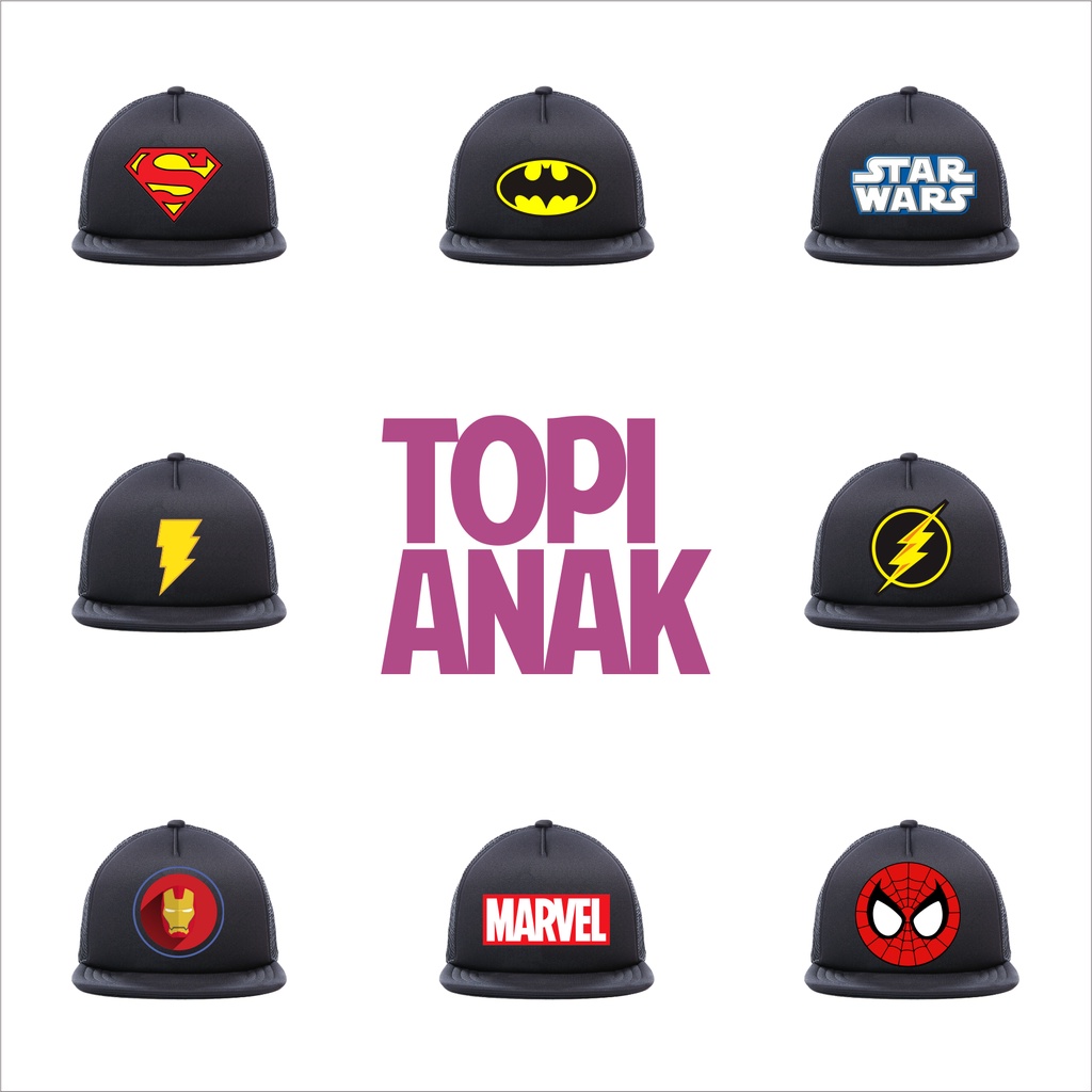 TOPI ANAK JARING MOTIF SUPER HERO