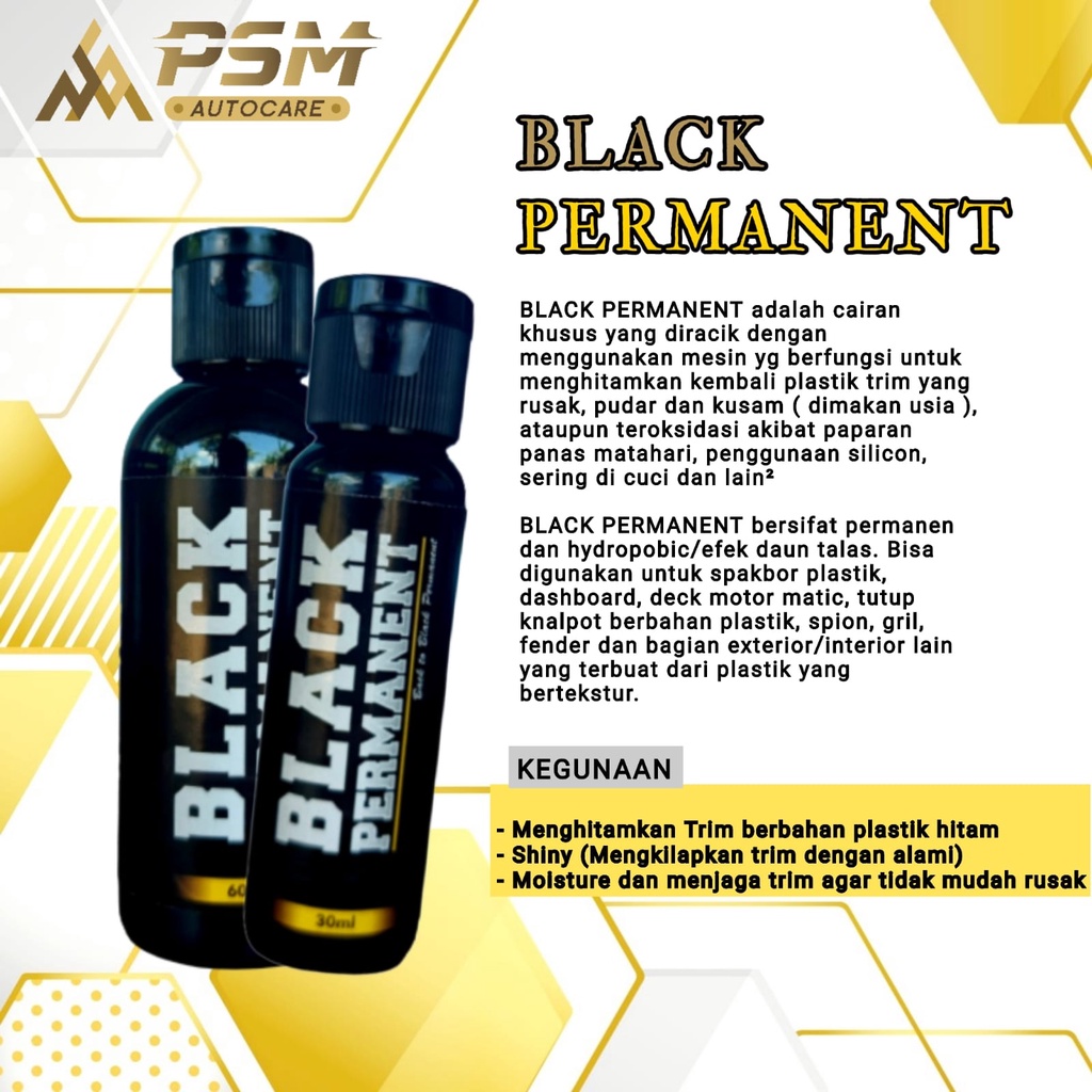 GLOSSY BLACK Premium 60ml, Penghitam Body Motor / Mobil Permanen daya tahan 3bln