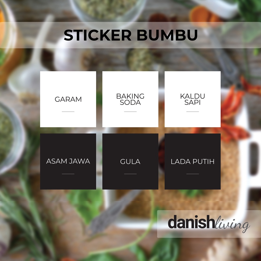 Custom Stiker LABEL BUMBU DAPUR Set WATERPROOF Hitam Putih Minimalis Aesthetic Sticker Vinyl Anti Ai