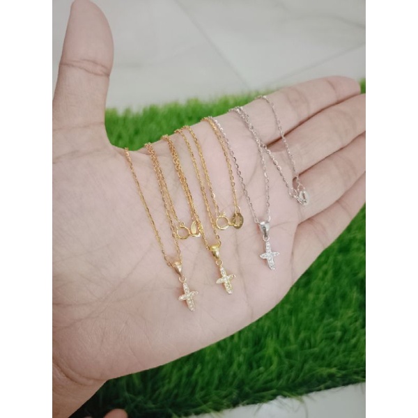 kalung rantai nori vensy+liontin salib kecil mp/perak asli silver 925 lapis emas/fashion wanita terbaru