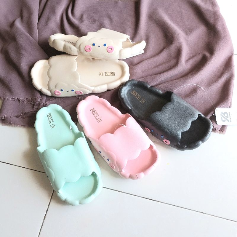 Sandal Jelly Wanita Slop Bentuk Awan Lucu Korea Cute Import 2201