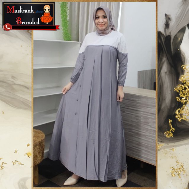 MUSLIMAH BRANDED - Gamis DEURA Daily DW13 Silver / Gamis DEURA Kekinian / Gamis Remaja / Gamis Wanit