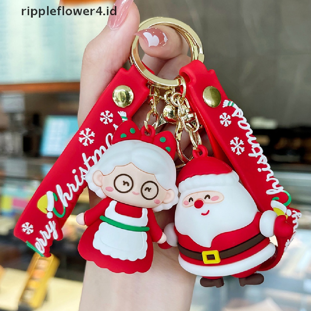 {rippleflower4.id} Gantungan Kunci Santa Kartun Claus Key Fob Lucu Xmas Tree Keyring Untuk Dekorasi Natal Phone Backpack Dompet Hadiah Souvenir Pesta~