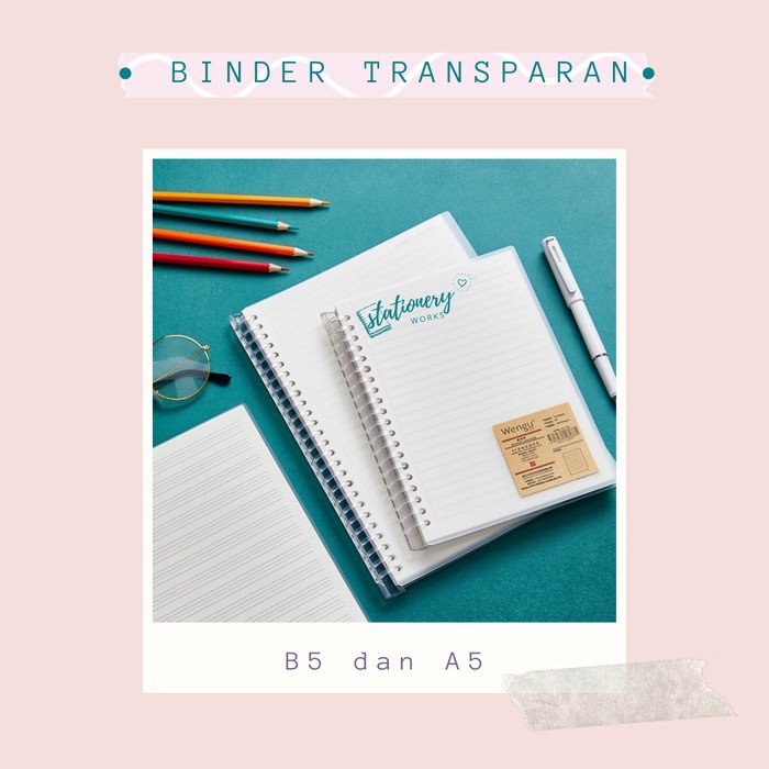 

BINDER A5 B5 CLEAR/TRANSPARAN DAN PASTEL POLOS MOTIF - NOTEBOOK RING