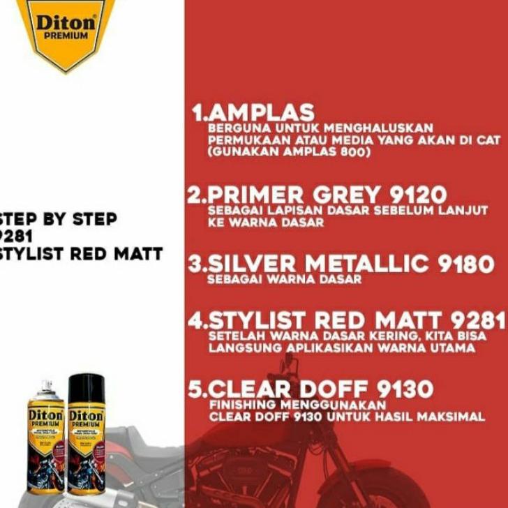 Best Promo Cat Pilok Pilox H9281* DITON Premium Stylist Red Matt Merah Doff Dop Scoopy Matic 400ml