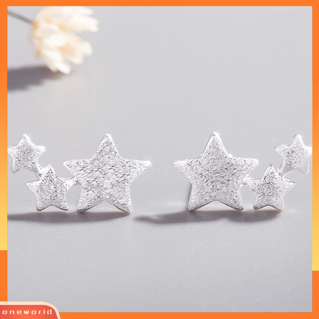 [WONE] 1pasang 3bintang Ear Studs Perhiasan Elegan Indah Lucu Ringan Anting Stud Untuk Pernikahan