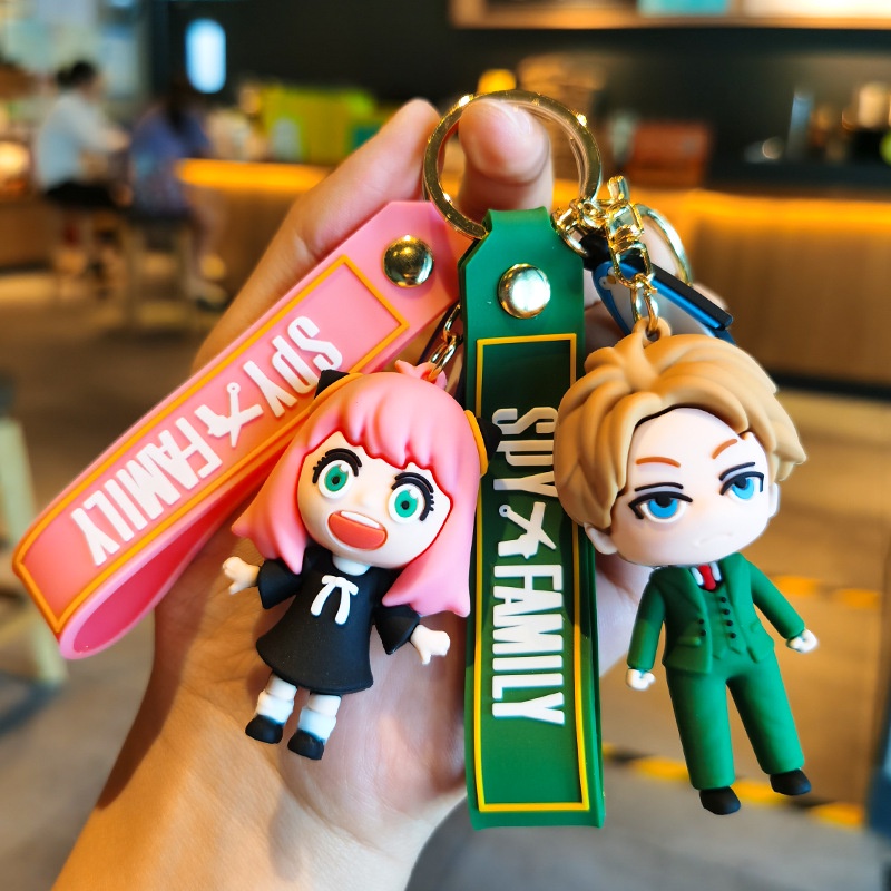 Anime Spy Family Gantungan Kunci PVC Kartun Gantungan Kunci Loid Forger Anya Forger Yor Forger Action Figure Keyring Tas Liontin