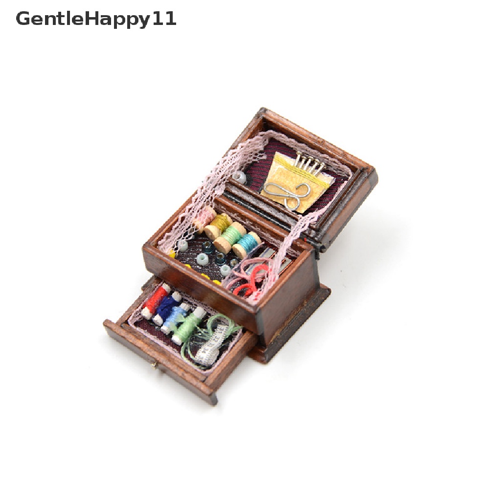 GentleHappy Vintage Sewing Kit Box 1:12 Dollhouse Miniature Mini Decor id