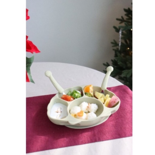 TGM Penguin Silicone Handled Baby Spoon And Fork Set With Case - Sendok Garpu Bahan Stainless Silicone Spoon Fork Todler