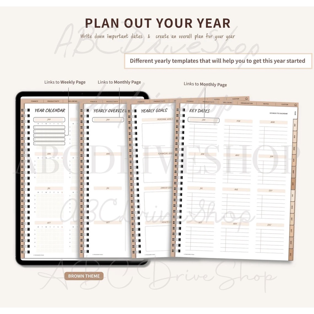 Digital Planner - Undated Portrait Digital Planner + BONUS STICKER