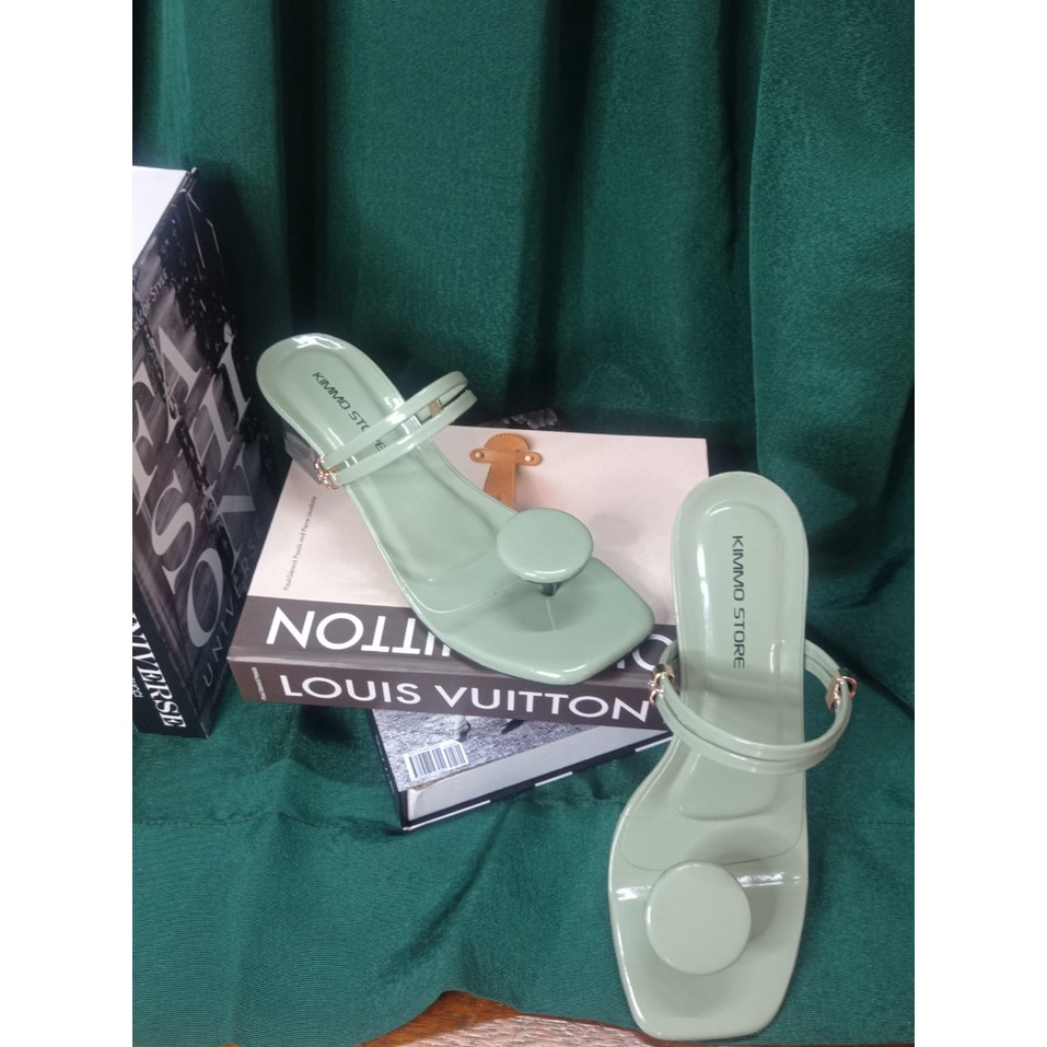 sandal hak kaca wanita jamur  5 cm