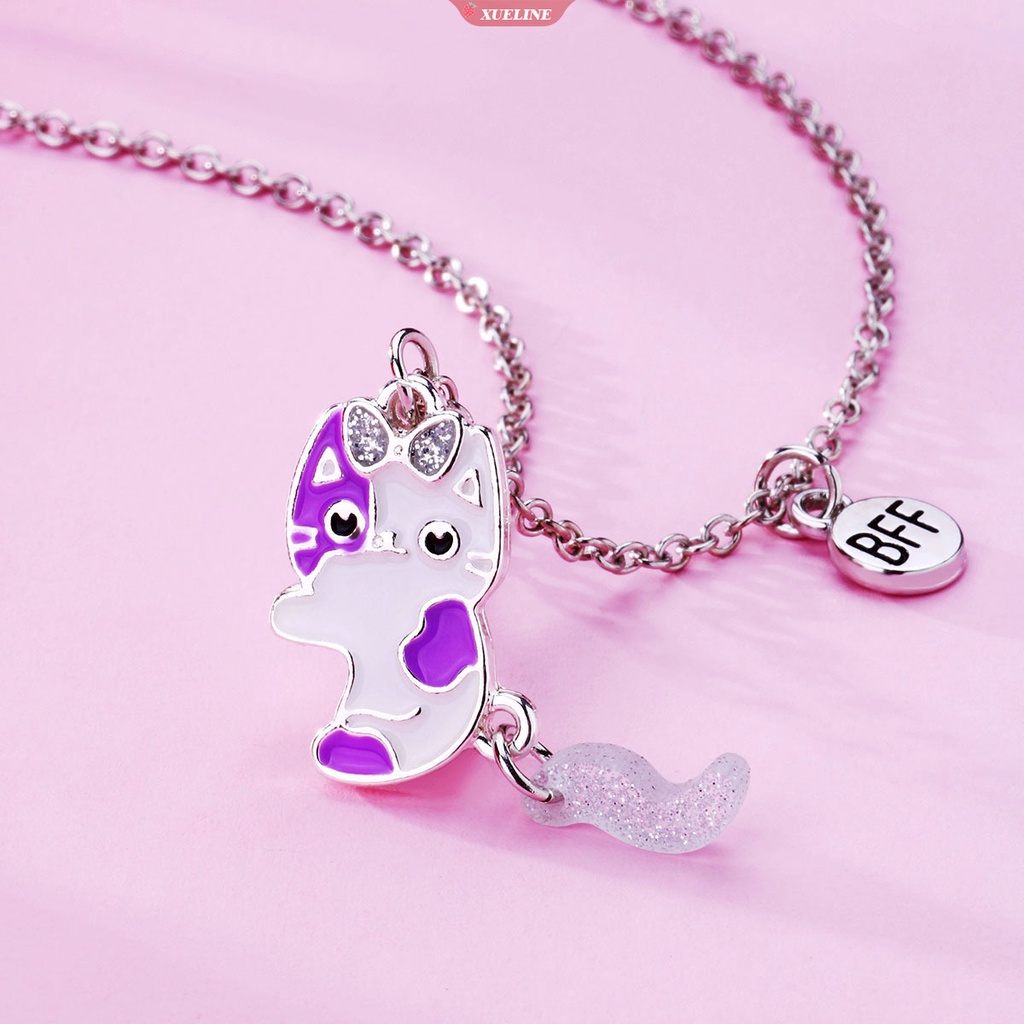 2pcs/set Magnetik BFF Kalung Pecinta Berbentuk Kucing Sahabat Kalung Pasangan Liontin Kalung Perhiasan Persahabatan [ZXL]