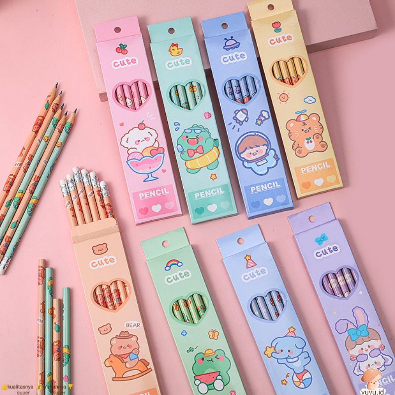 

4pcs Pensil set lucu Pencil tulis Alat tulis sekolah HB