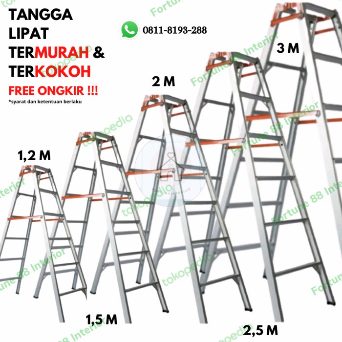 Tangga Lipat Aluminium 3 Meter BAHAN TEBAL & KOKOH KUALITAS TERJAMIN