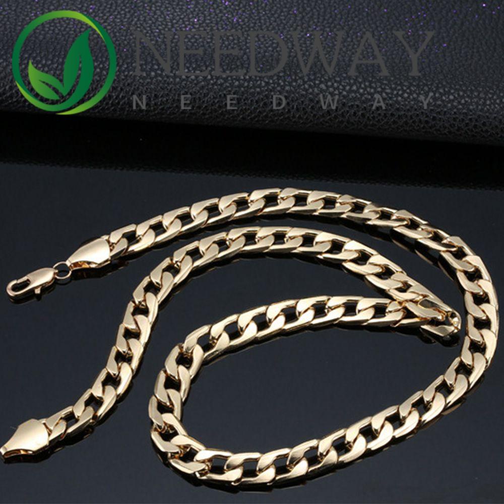 Needway   Kalung Pria Perhiasan 24inch 18inch Electroplated 22inch KC Gold