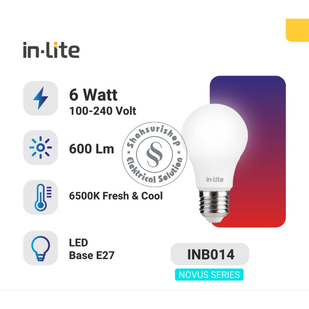 INLITE LAMPU BULB LED 6 WATT NOVUS INB014 LAMPU MURAH BERGARANSI