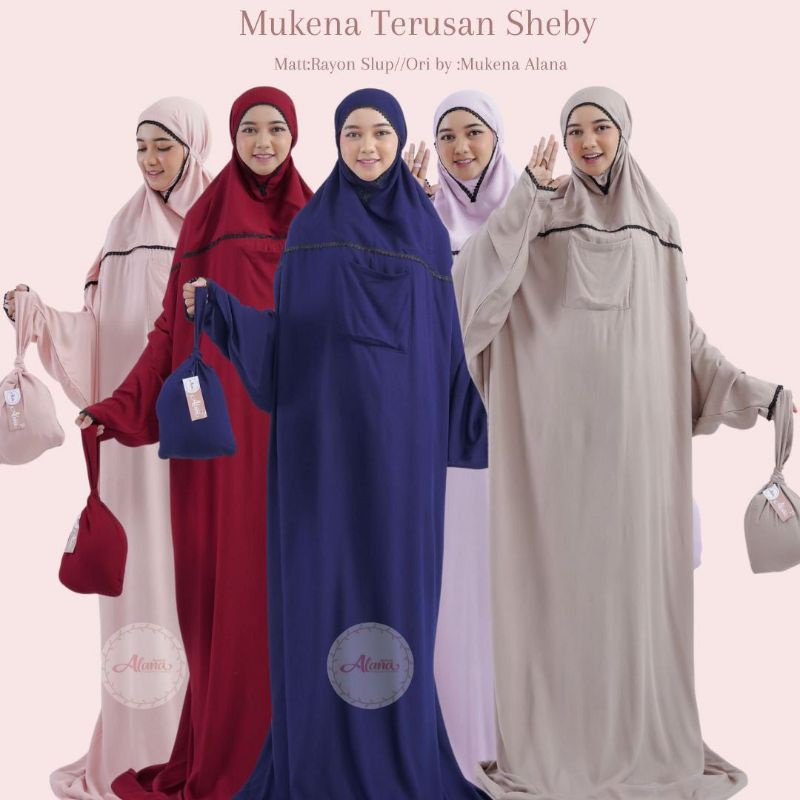 MUKENA TERUSAN SHEBY POLOS SUPER JUMBO ORI ALANA