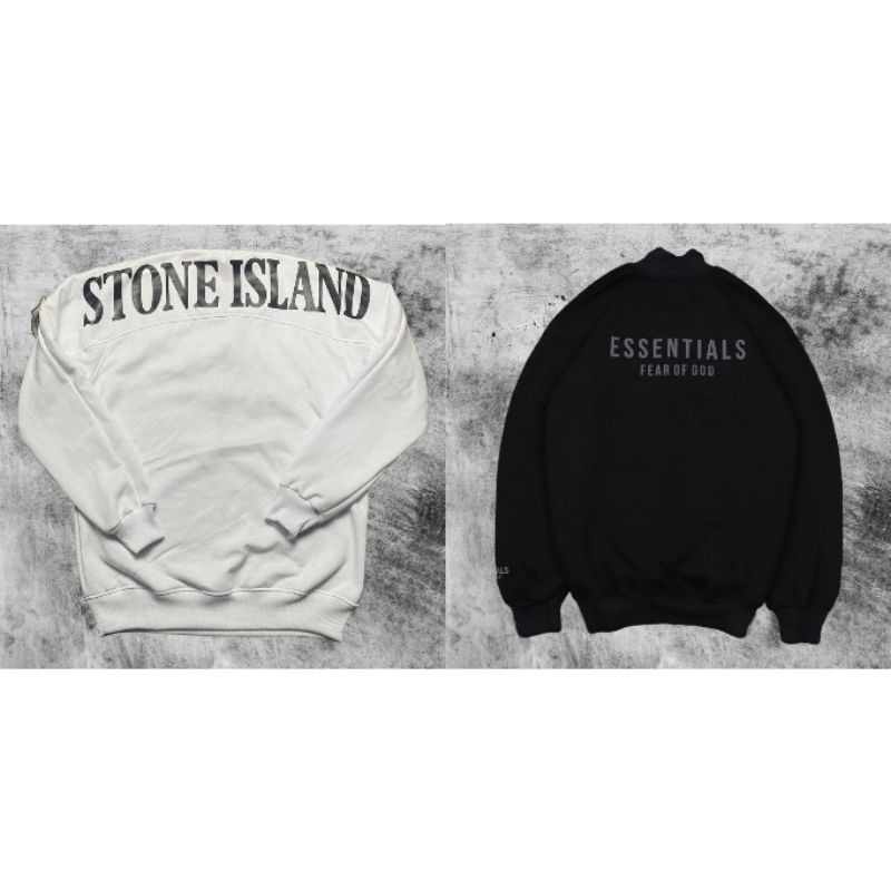 Crewneck Stone Island + Half Zip Essentials FOG