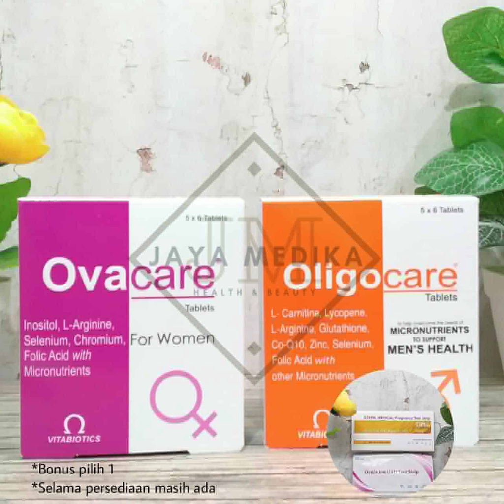 Paket Oligocare - Ovacare Per Box @ 30 Tablet + Bonus Pilih Satu ( Tes Ovulasi atau Tes Hamil Steril )