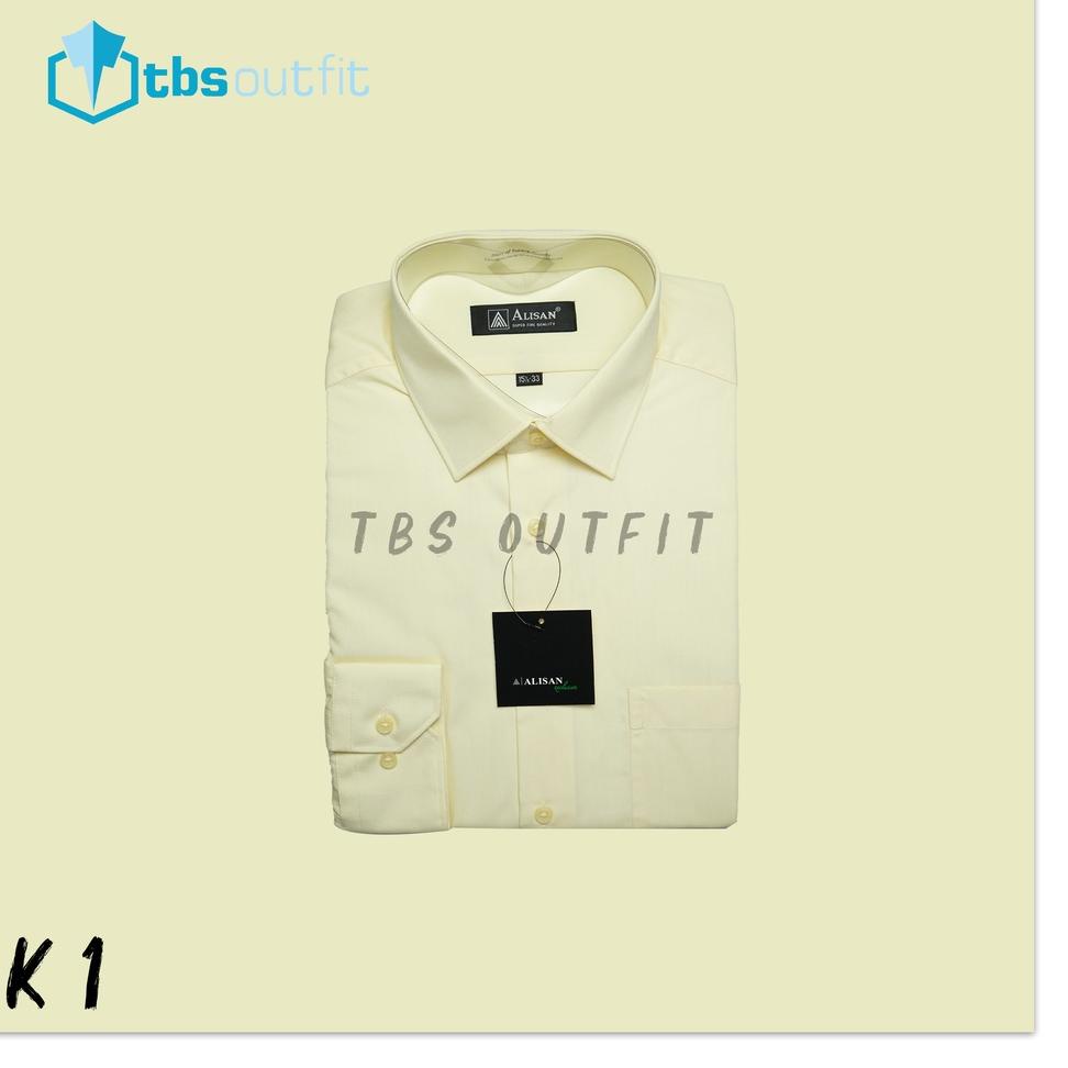 [U-P2P[✉] Kemeja Alisan Biru Lengan Panjang Formal Pria Baju Alisan REGULAR Original Polos Warna Put