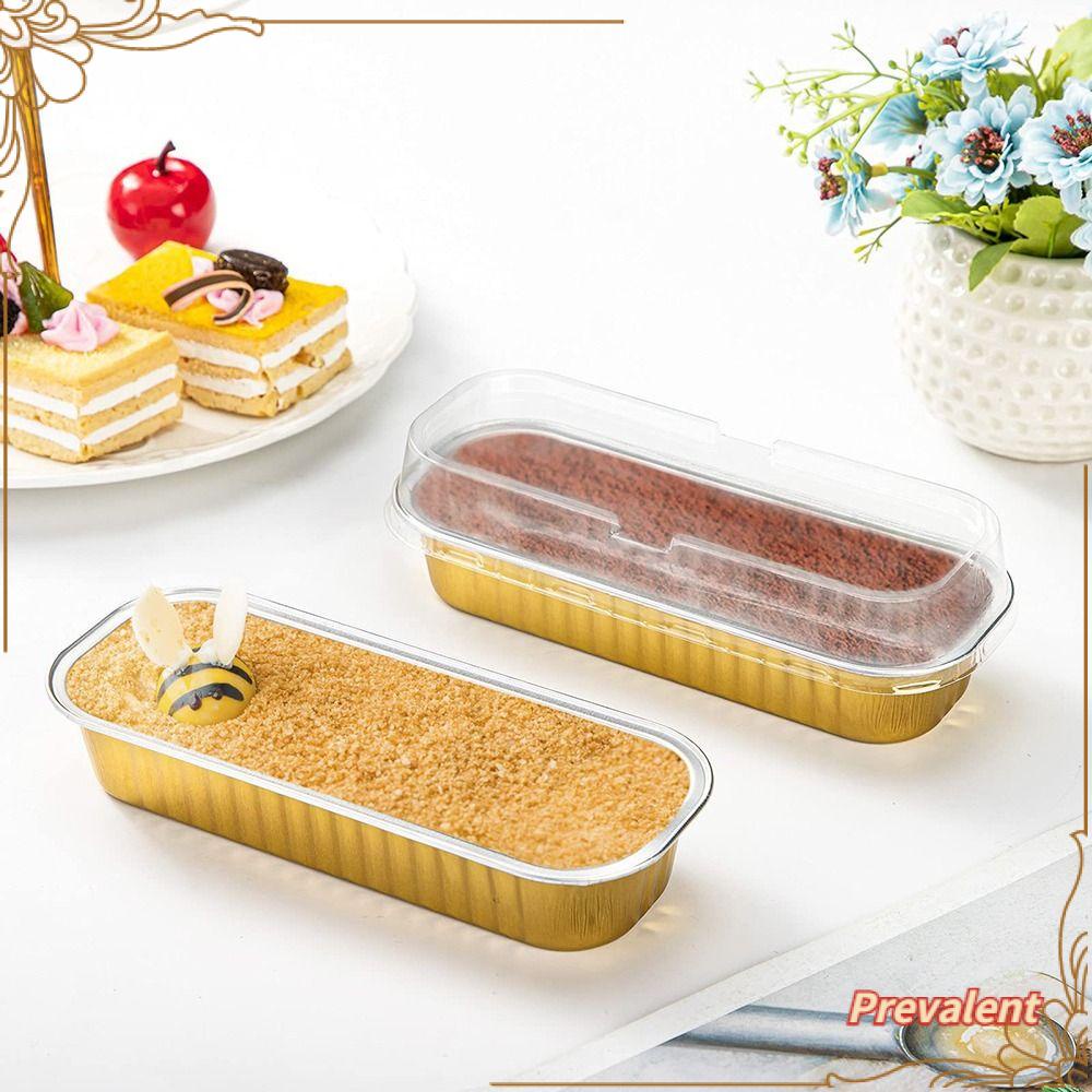 Preva Pembungkus Ramekins Alumunium Sekali Pakai Creme Brulee Loyang Muffin Persegi Panjang Dengan Tutup 10pcs 6.8oz