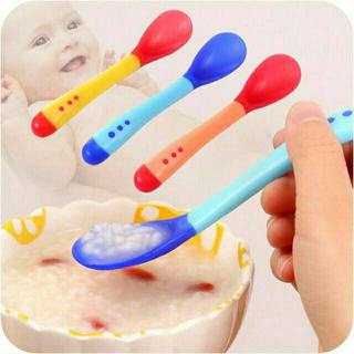 Peralatan MPASI Spoon And Fork Baby / Sendok Garpu Makan Bayi Sensor Suhu Panas / Silikon Temperature Baby Balita Anak Kids Newborn [MF]