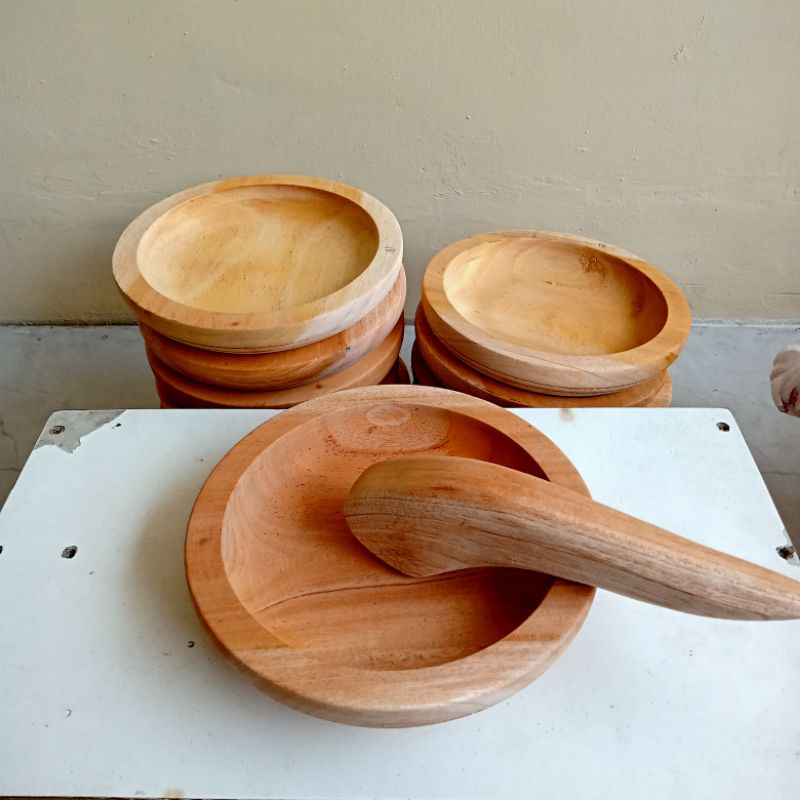 cobek dan ulekan kayu / ulekan cabe bahan kayu