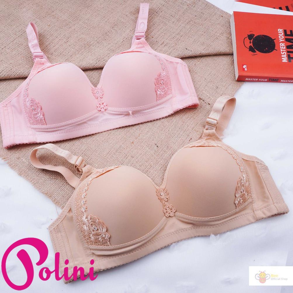 BEE - Bra Bh Polini Ukuran 36 38 40 42 Bh Wanita Kancing Tiga Tanpa Kawat  A02