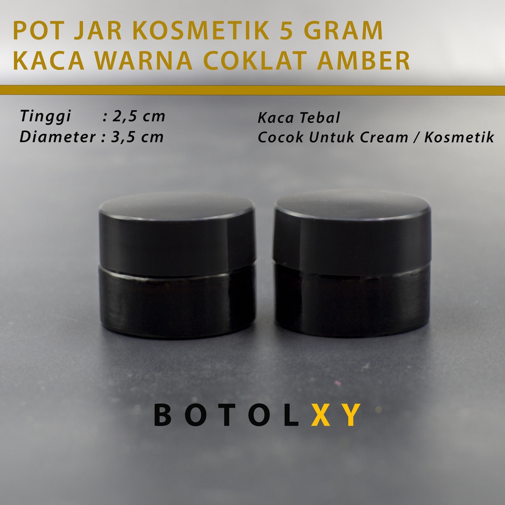 Botol Kaca Pot Krim Amber / Pot Jar Cream Bottle Kosmetik 5gr 5 gr