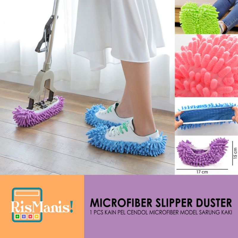 MICROFIBER SLIPPER DUSTER - 1 pcs Lap Cendol Pembungkus Kaki Kain Pel Sarung Alas Sepatu Elastis Sapu Pembersih Lantai Porcelain Ubin Porselen Perabot Keramik Rumah Tangga